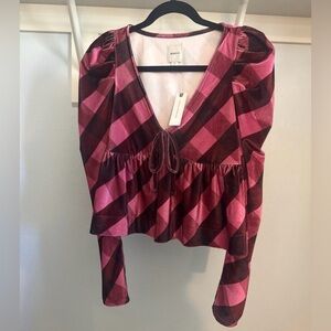 Anthropologie Maeve Velvet Babydoll Top NWT Size Xs